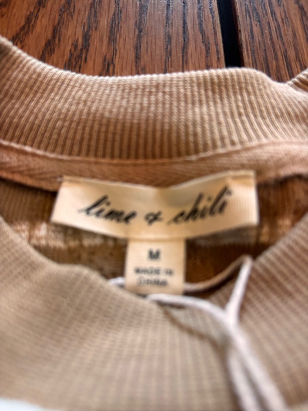 Striped Crewneck Pullover Sweater in Taupe & White - Picture 2 of 5